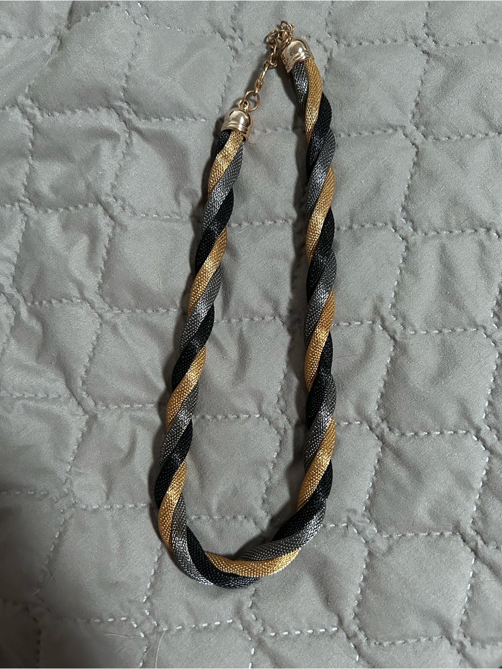Elegant Twisted Rope Necklace - Black, Gold & Silver